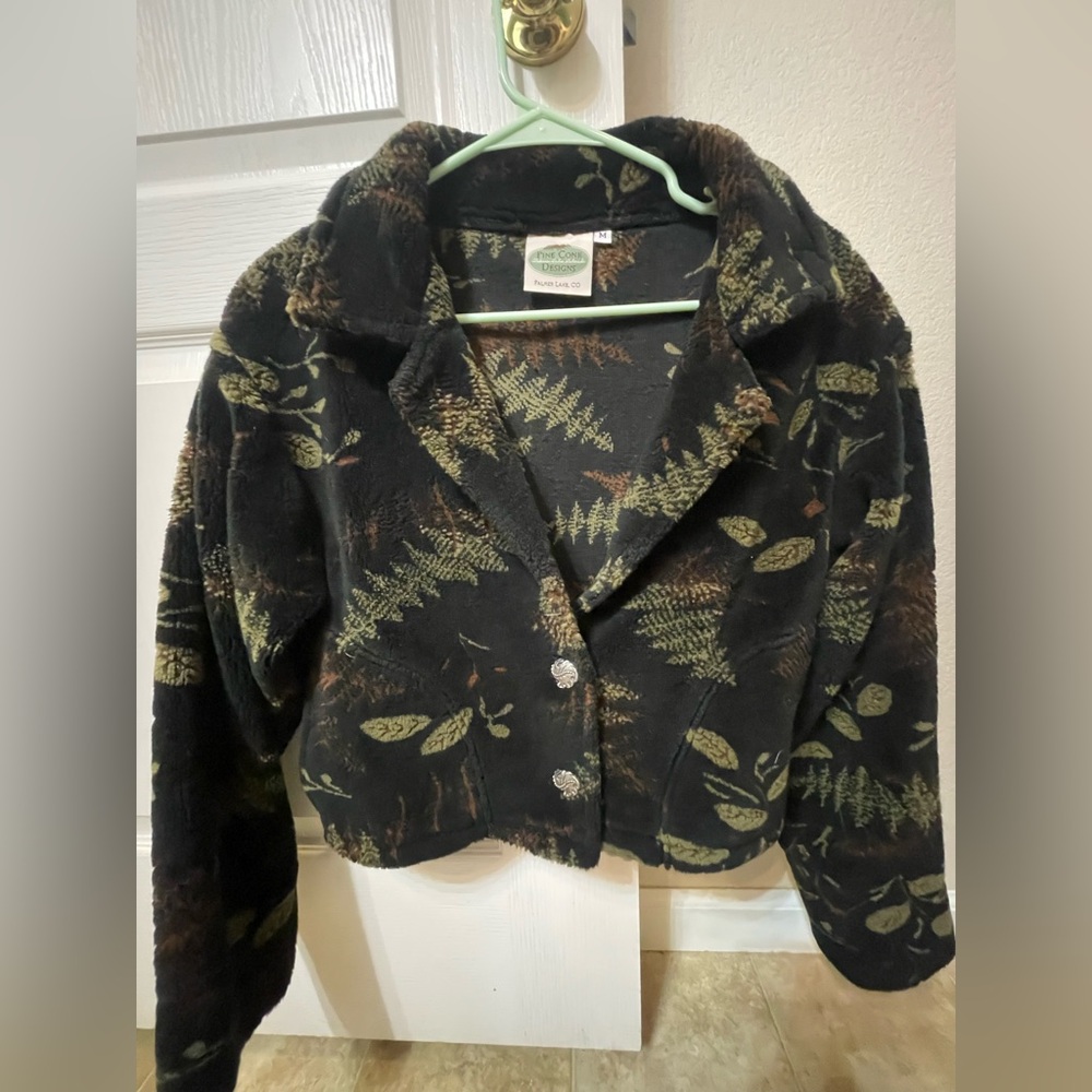 Black and Green Teddy Foliage Jacket
